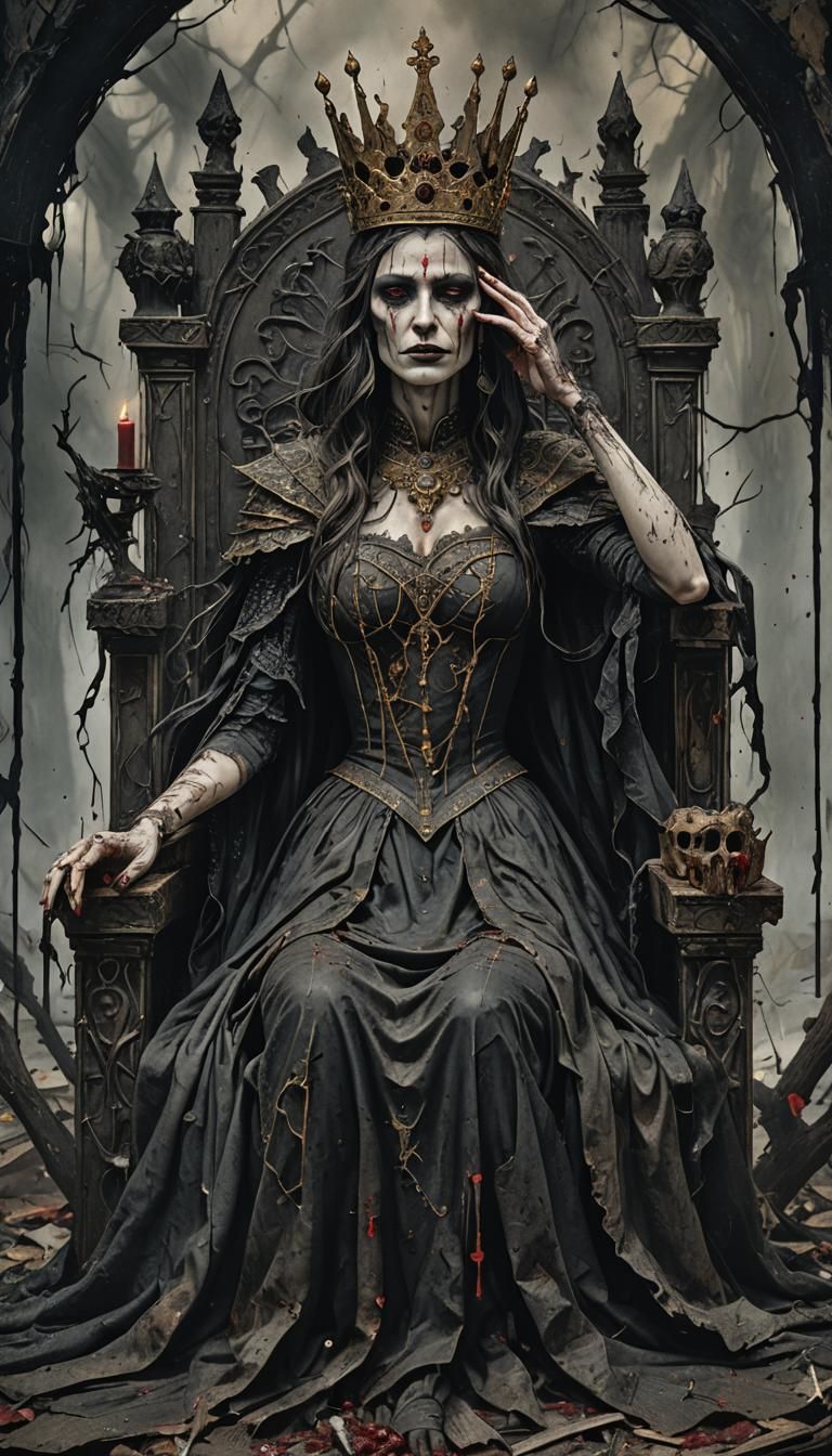 Tormented Queen in Dark Fantasy Tarot Card