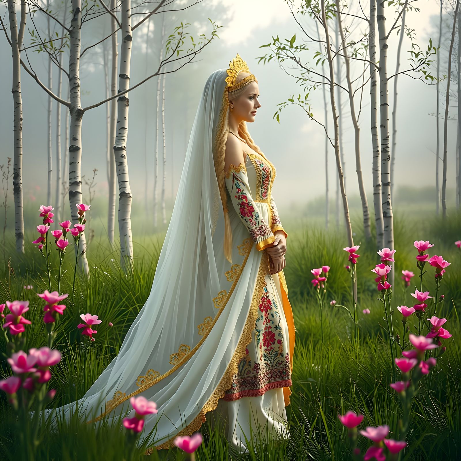 Vesna: Slavic Goddess of Spring in Golden Light
