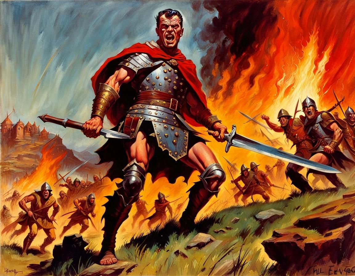 Vampire Centurion Leading Charge in 1950s Style