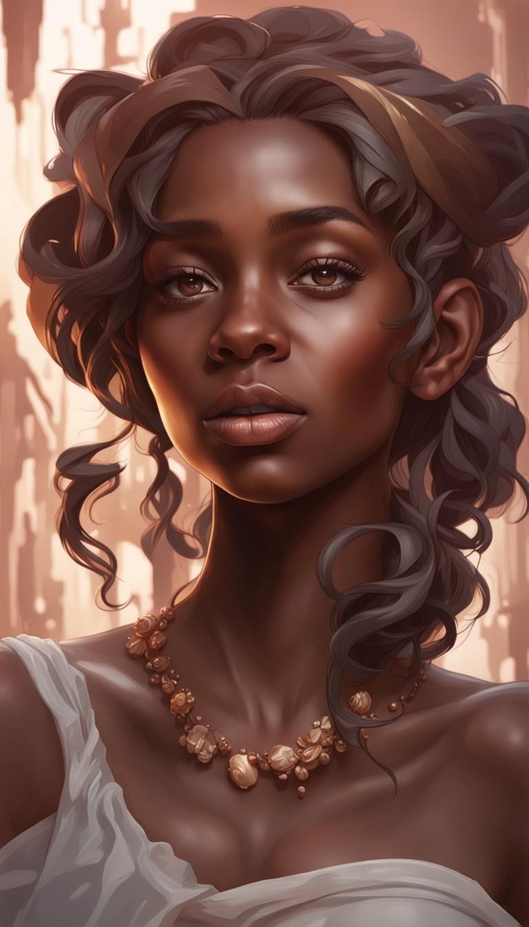 Elegant Portrait of Black Woman in Art Nouveau Style