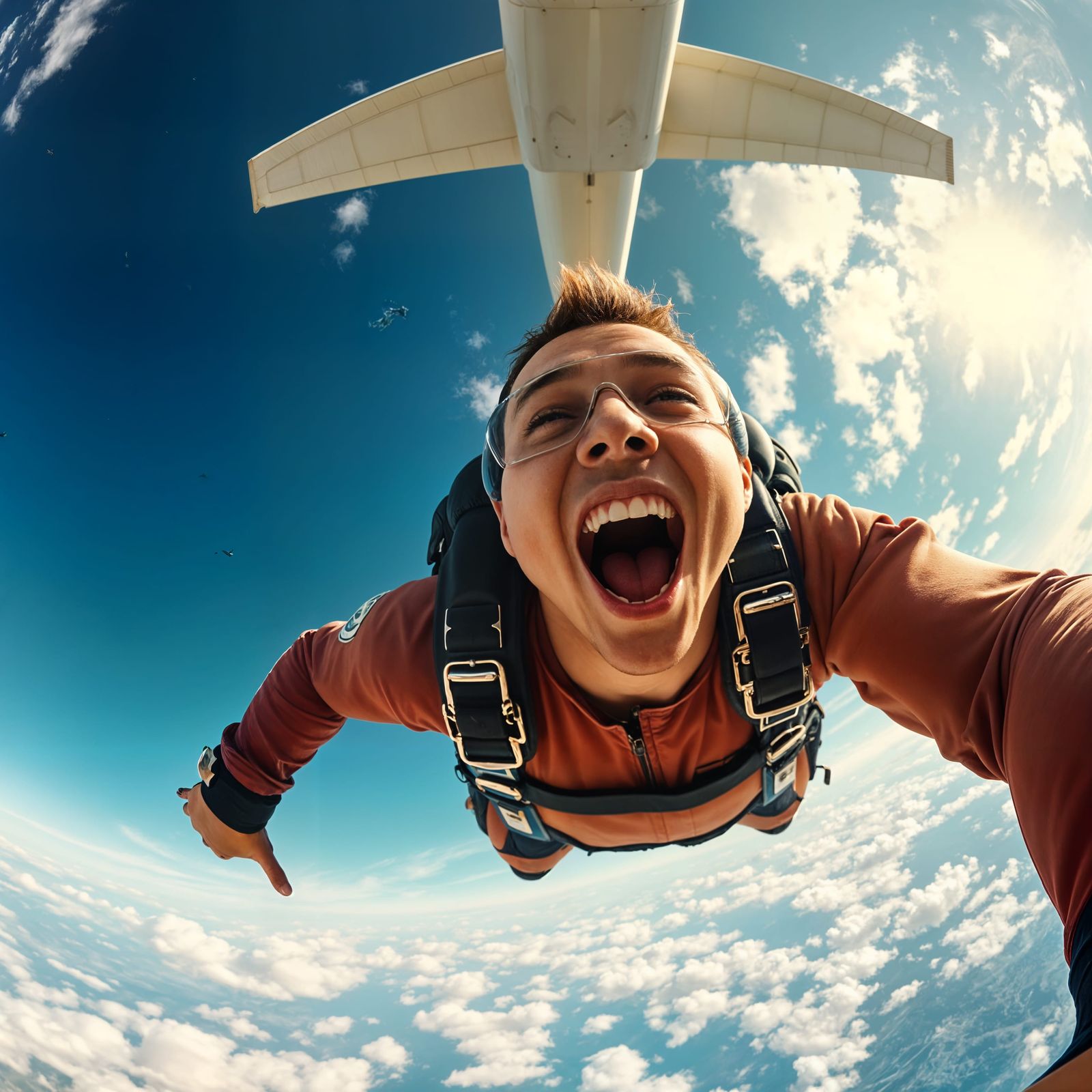 Thrilled Skydiver in Freefall, Captured in Vivid 4K Detail