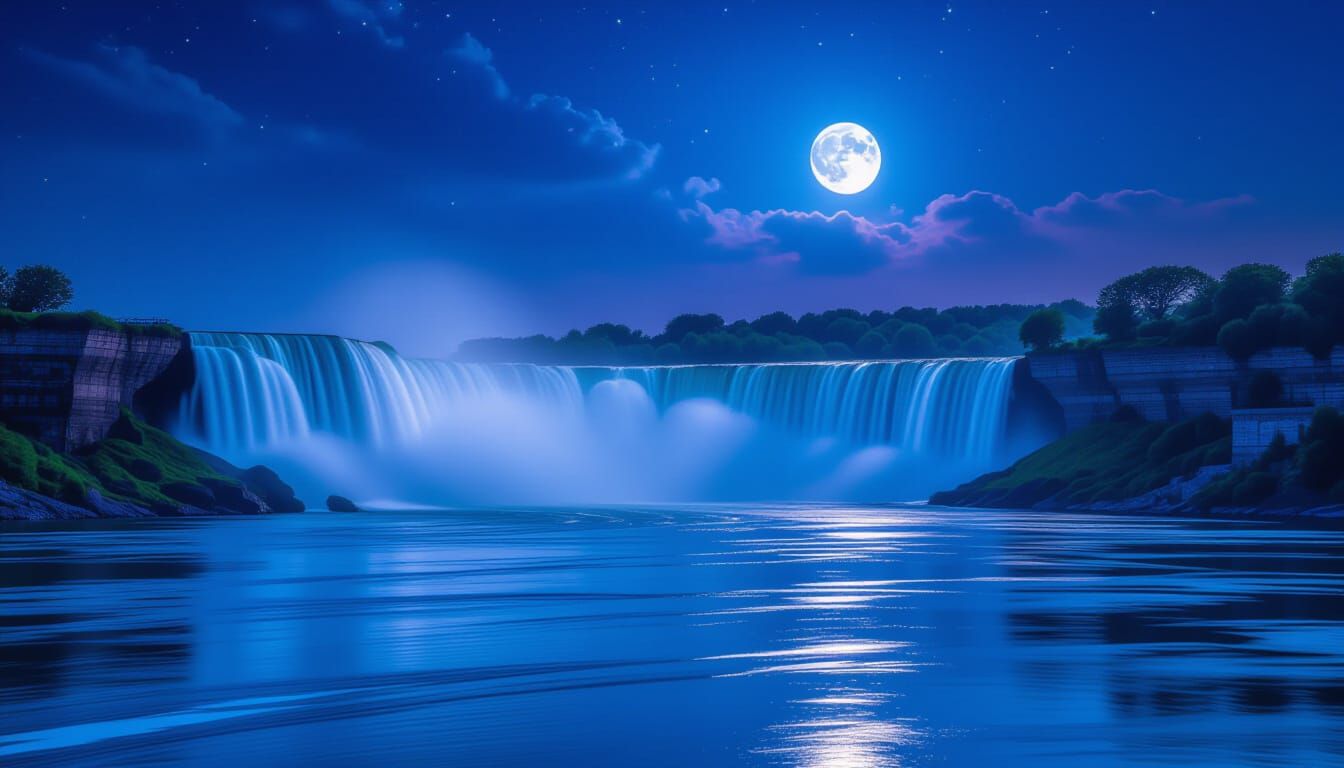 Niagara Falls Night Scene in Ultrarealism