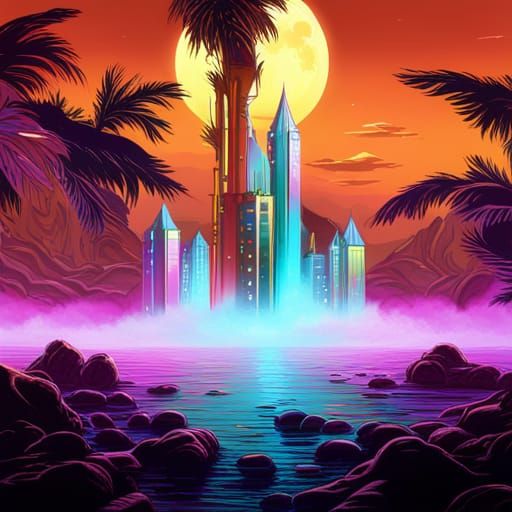 80s Album Cover Design with Intricate Details