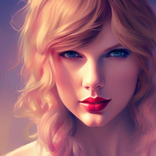 Taylor Swift Strawberry Portrait in Art Nouveau Style