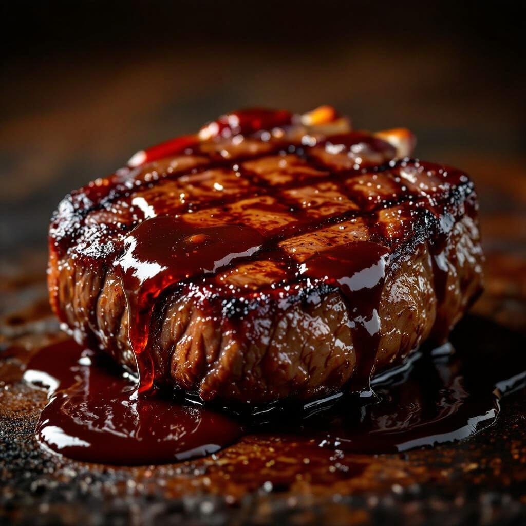 Succulent BBQ Glazed Steak Photography