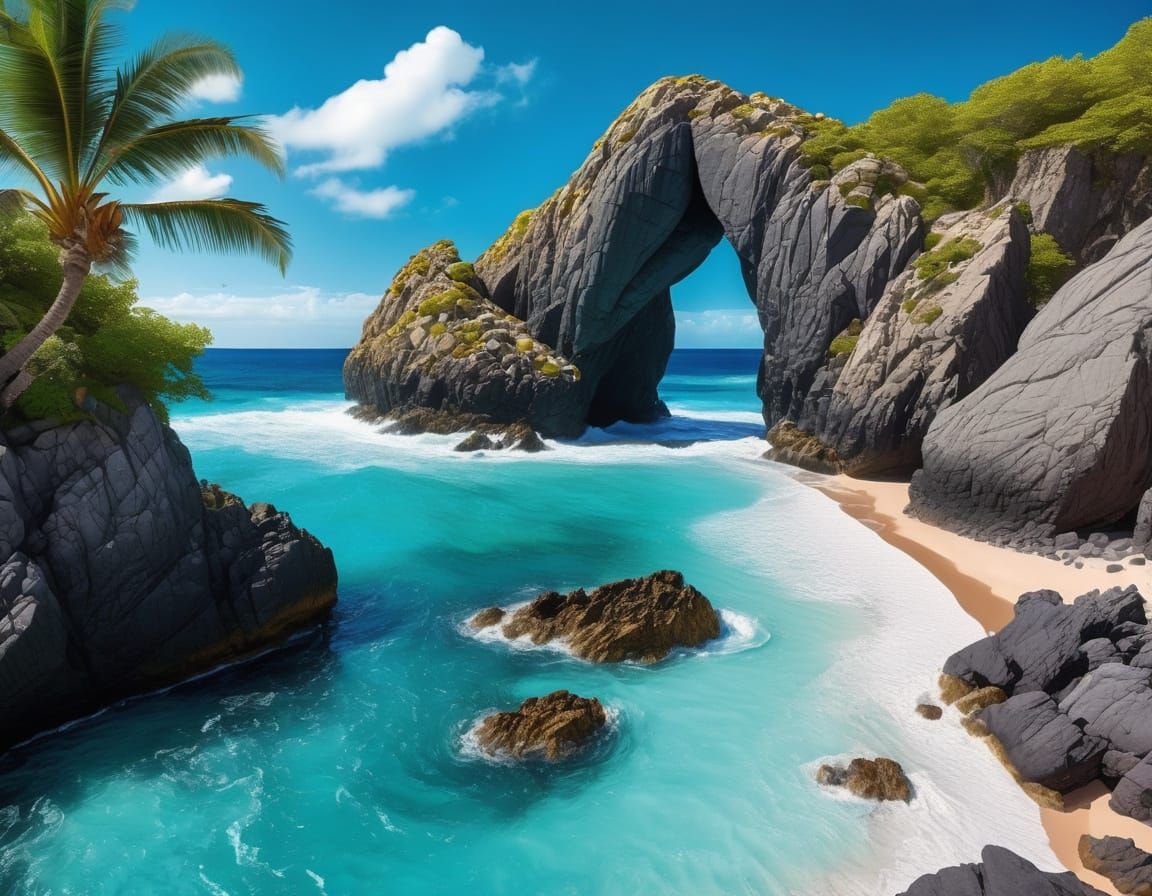 Tropical Beach Paradise with Natural Archway