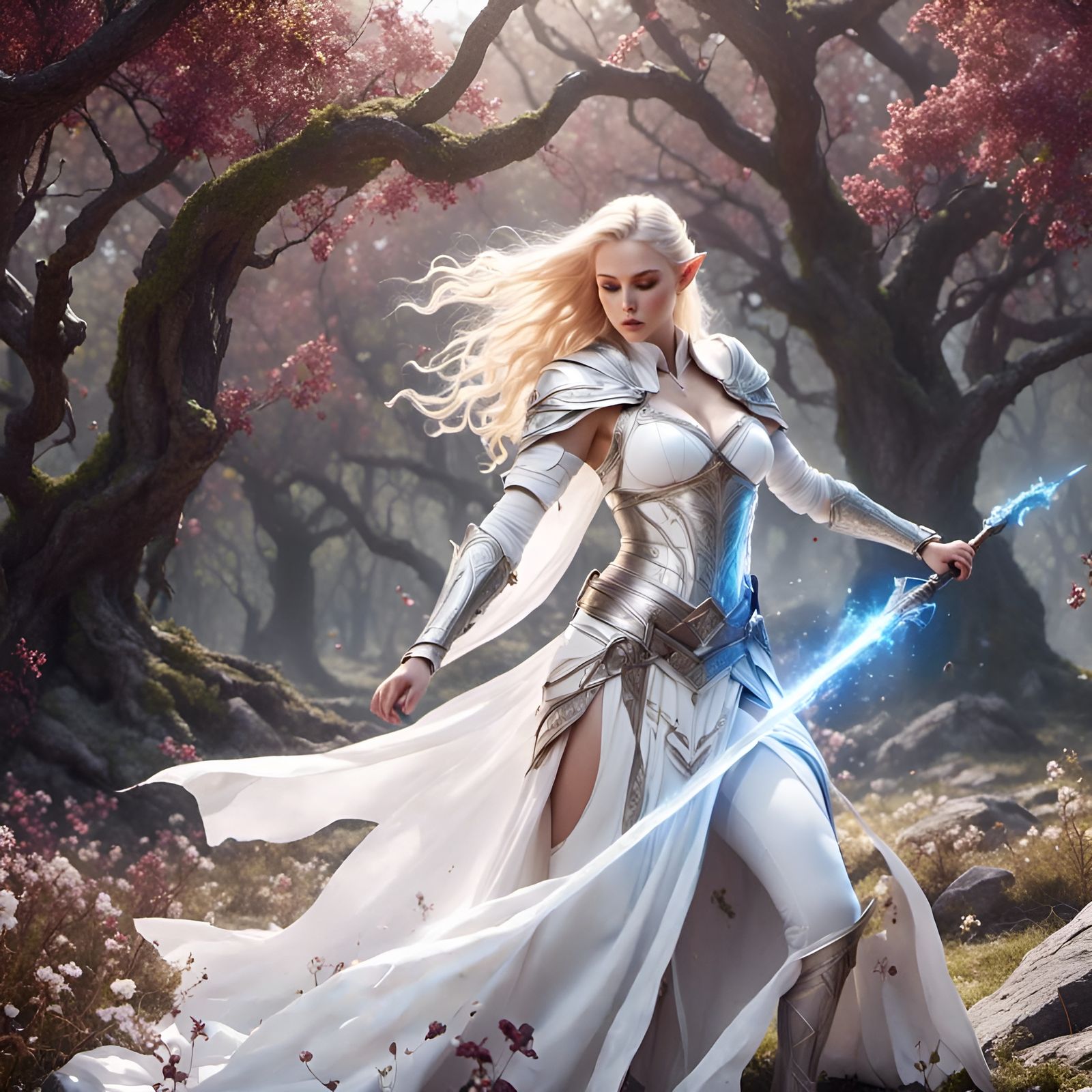 Elf Paladin Heals Animal on Battlefield