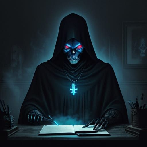 Gothic Artist Captures Mysterious Moment of Inspiration