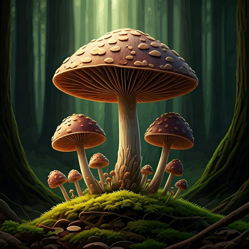 Dreamy Surrealist Mushroom Landscape in Hyperrealistic Style