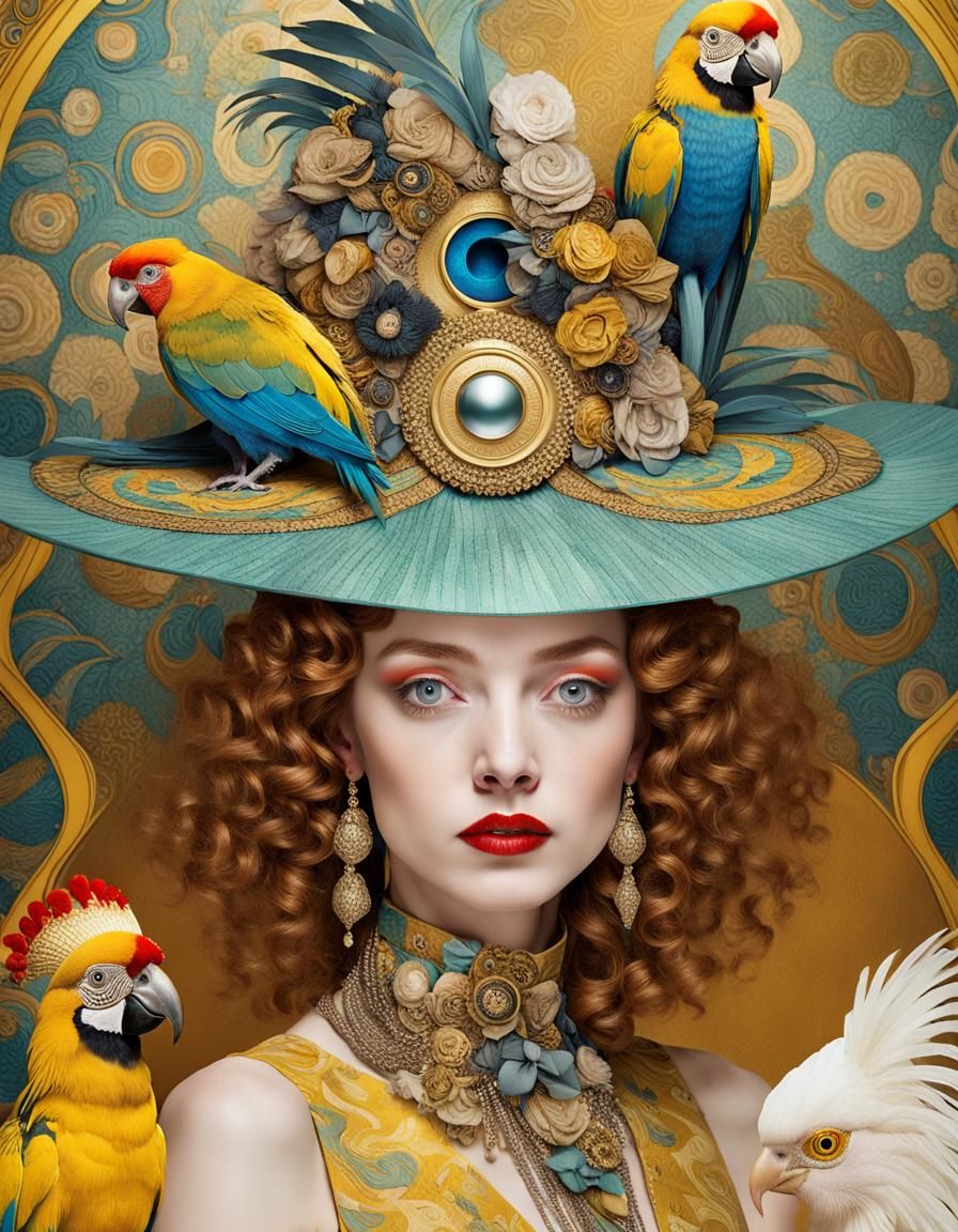Surreal Portrait of Lady with Bizarre Hat