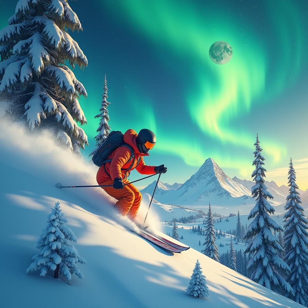 Skiing Adventurer in a Winter Wonderland