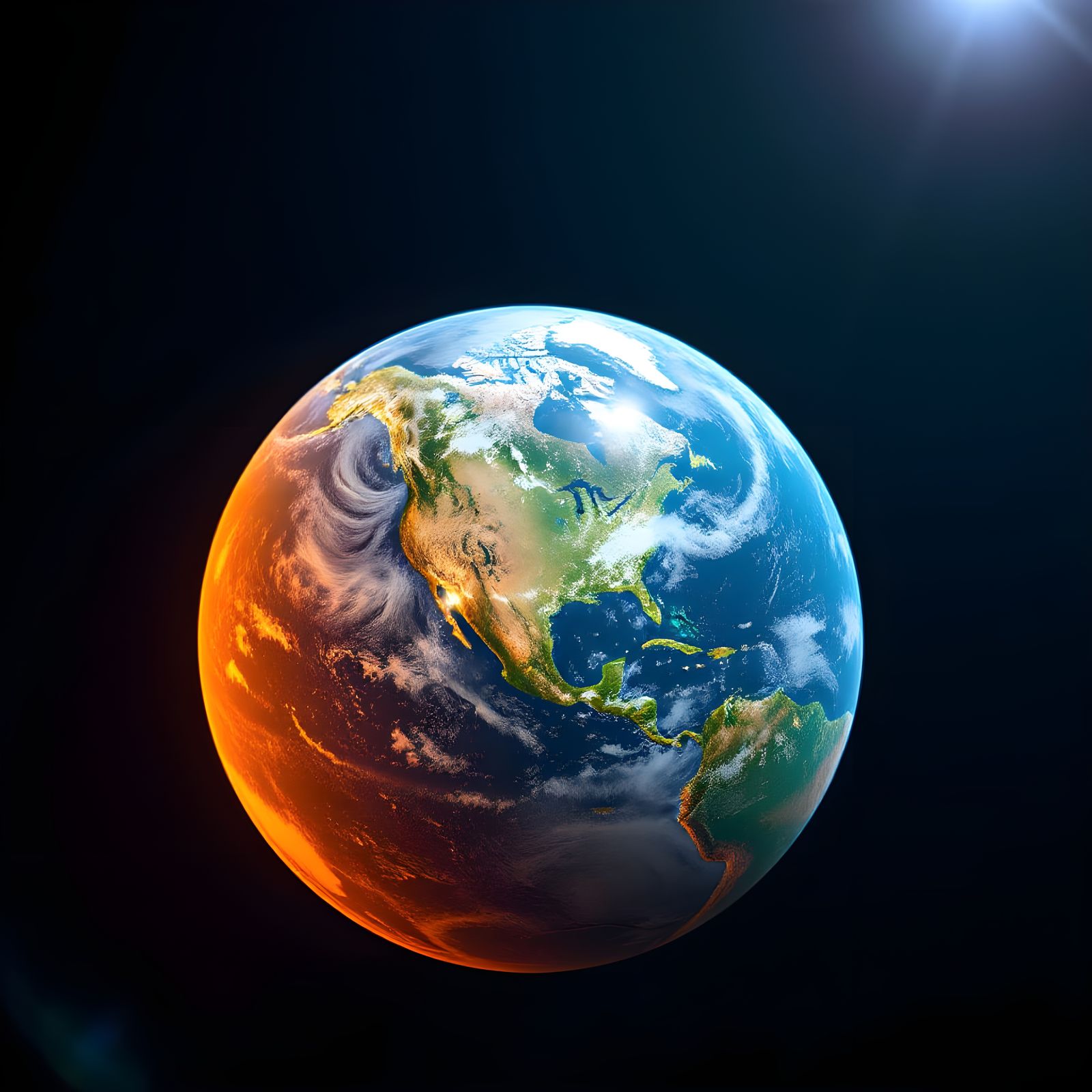 A giant view of earth from space, North America, HDR, 8k