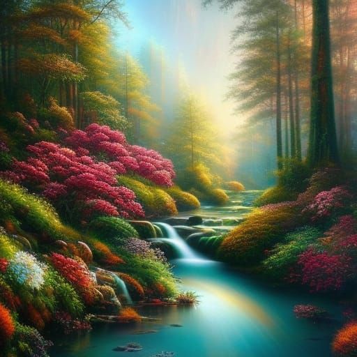 Lush Rose Flowers with Dew Drops in Hyperrealism