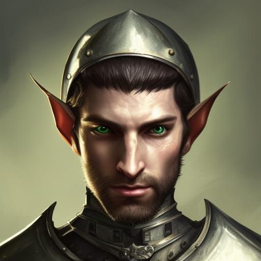 Handsome Elf Knight Portrait in Dark Fantasy Style