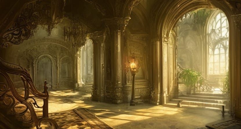 Fantasy Manor Foyer with Curling Stairways