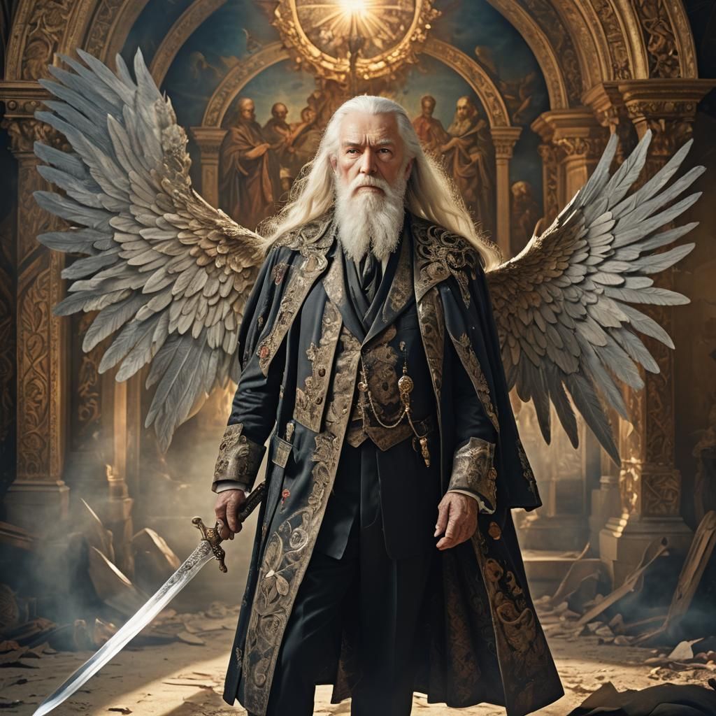 Baroque Portrait of Elderly Man with Sword