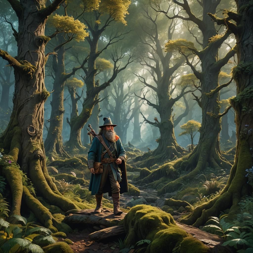 Tom Bombadil in Old Forest: Detailed Matte Painting