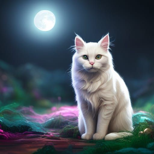 Pastel Easter Cat: Detailed Matte Painting