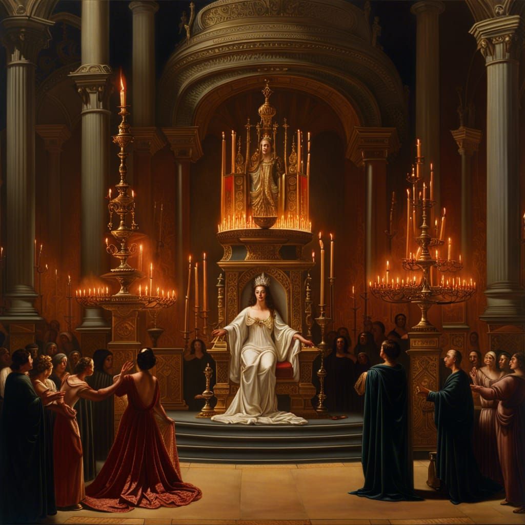 Salome dancing, King Herod sitting on a Throne, church fille...