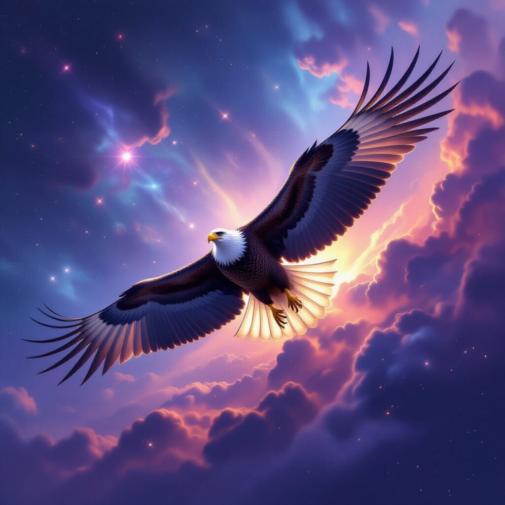 Majestic Eagle Soars Through Cosmic Nebula