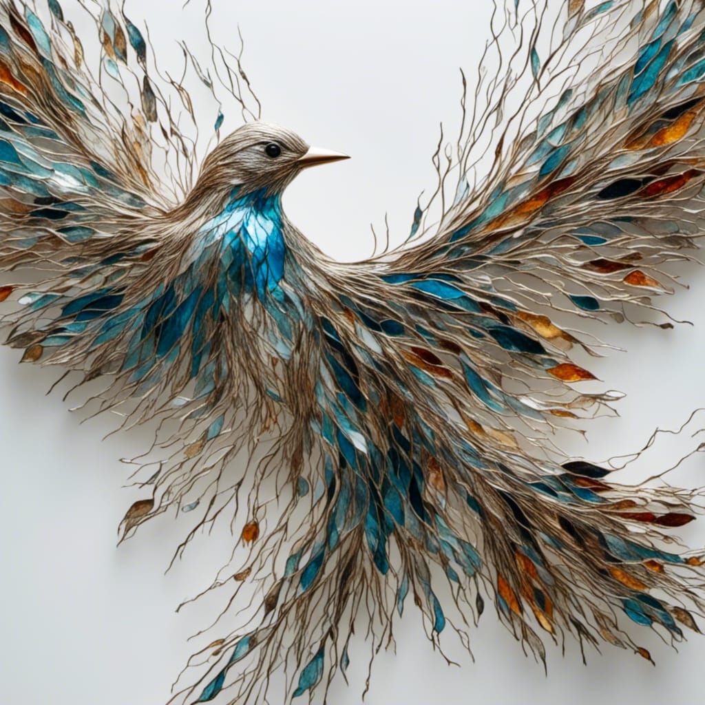 Birds and Rivers Reflected in Glass: Watercolor Style