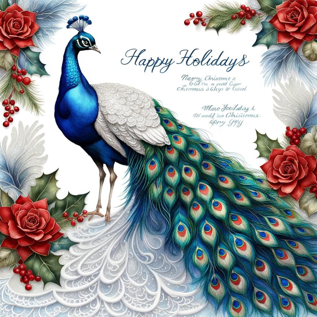 Peacock in Christmas Gown Digital Art