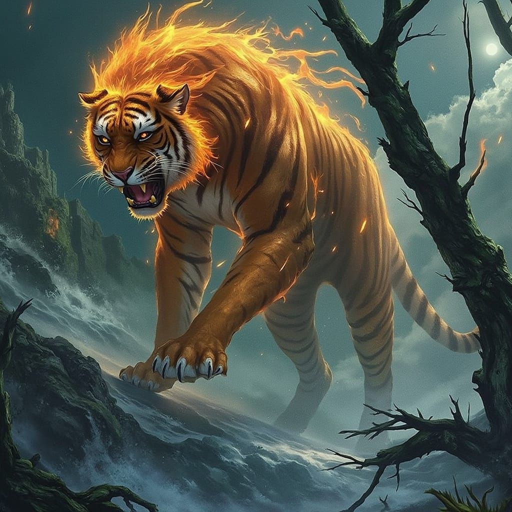 Tiger in the Night Forest: A Fantastic Vision