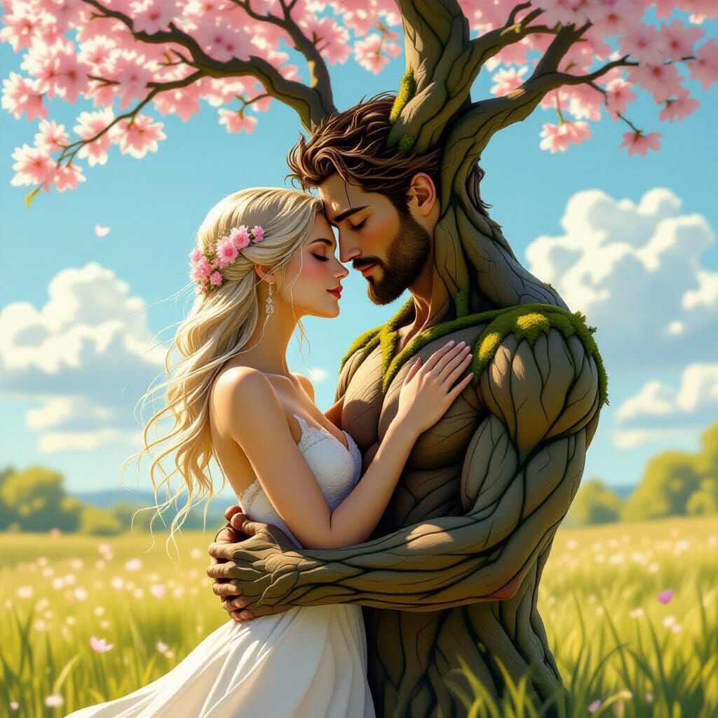 Entwined Tree Lovers in Golden Light