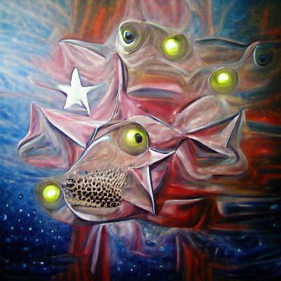 Stargazer Fish Oil Painting on Canvas