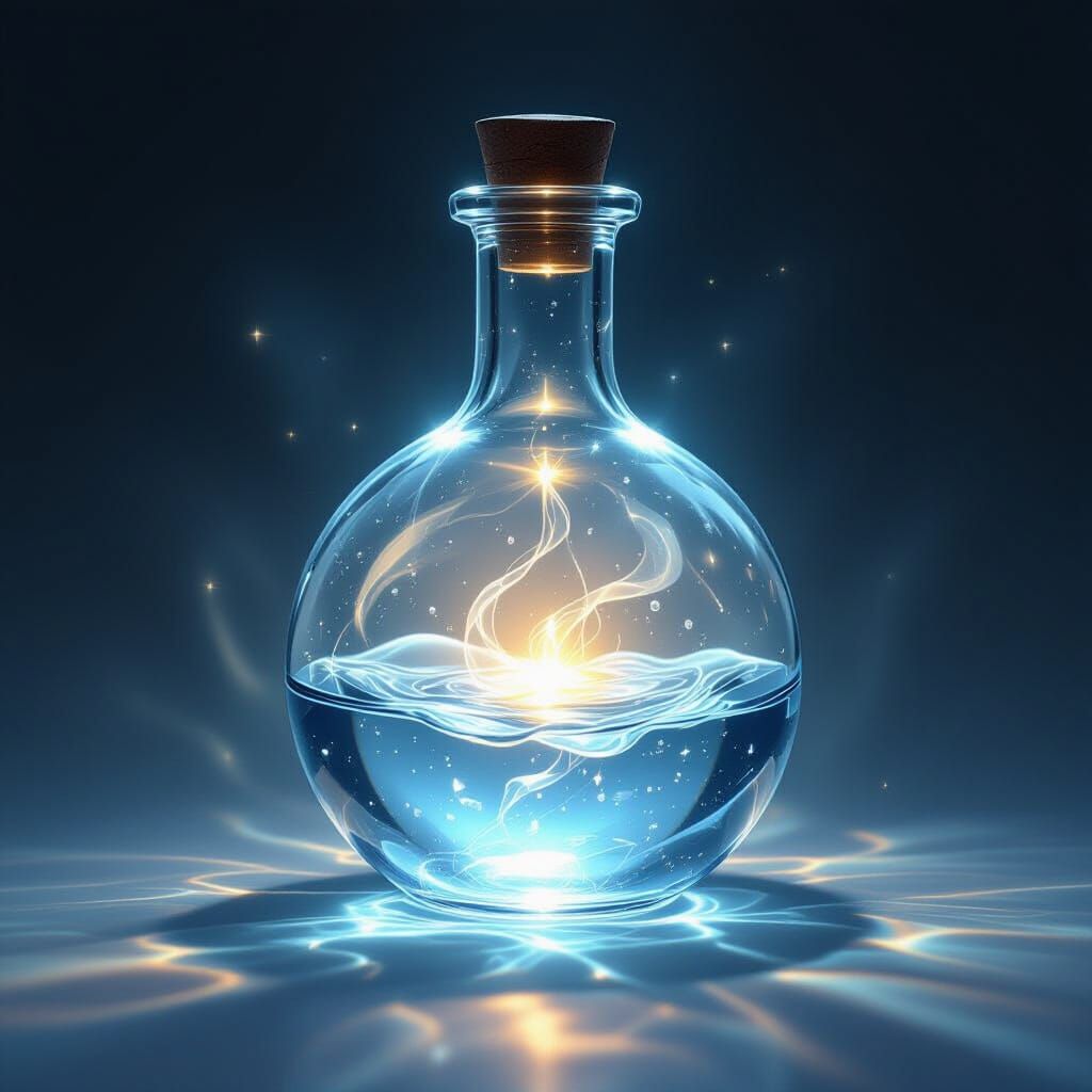 Enchanted Crystalline Flask with Invisible Water