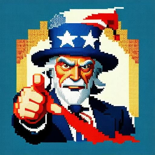 Retro Pixel Art Uncle Sam Points at Viewer
