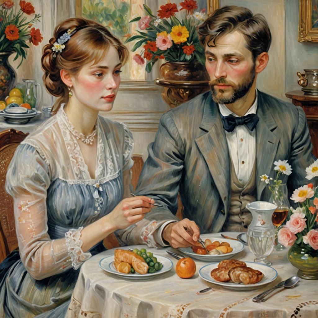 Impressionist Meal in Warm Light