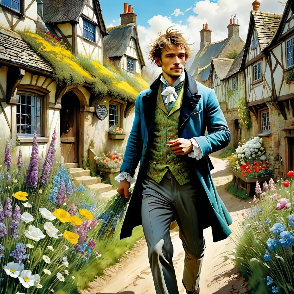 Elegant Renaissance Man in Arthur Rackham Style