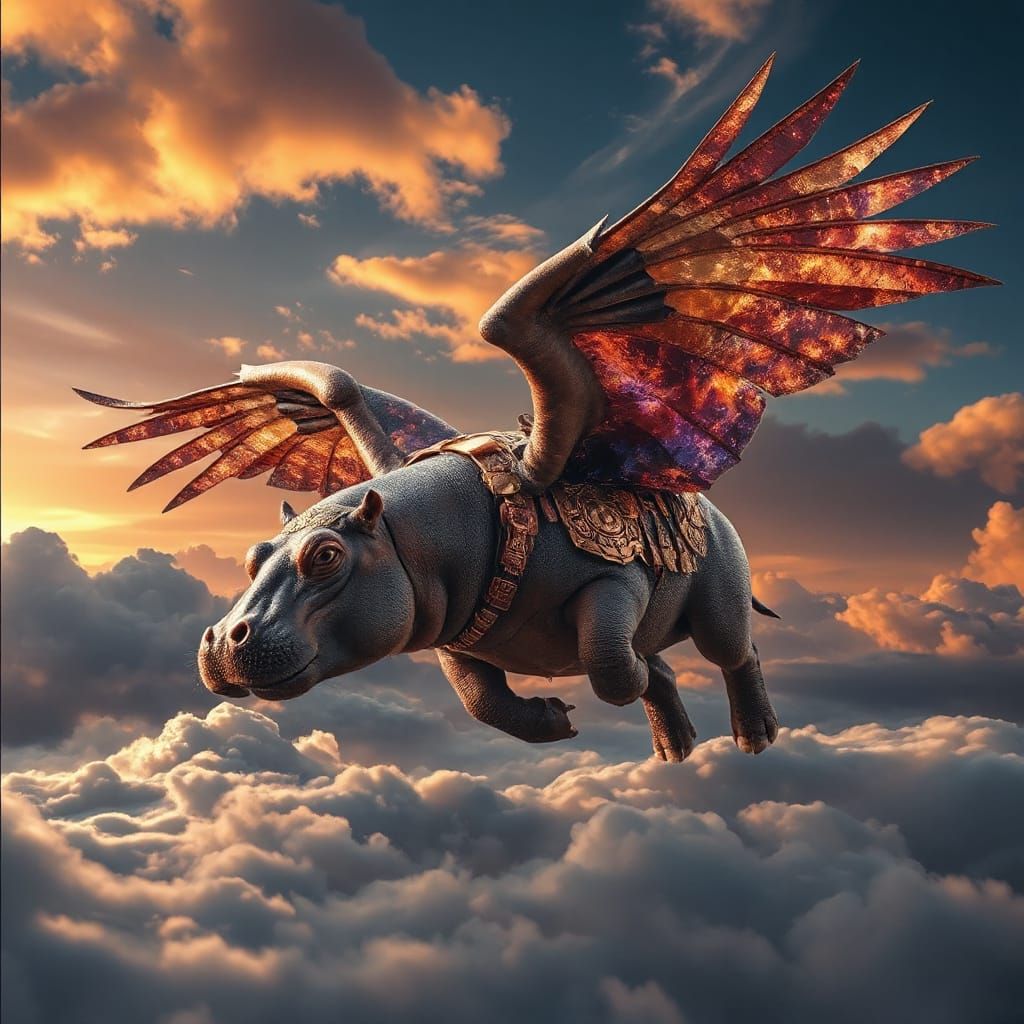 Flying Hippo Warrior in Maximalist Armor
