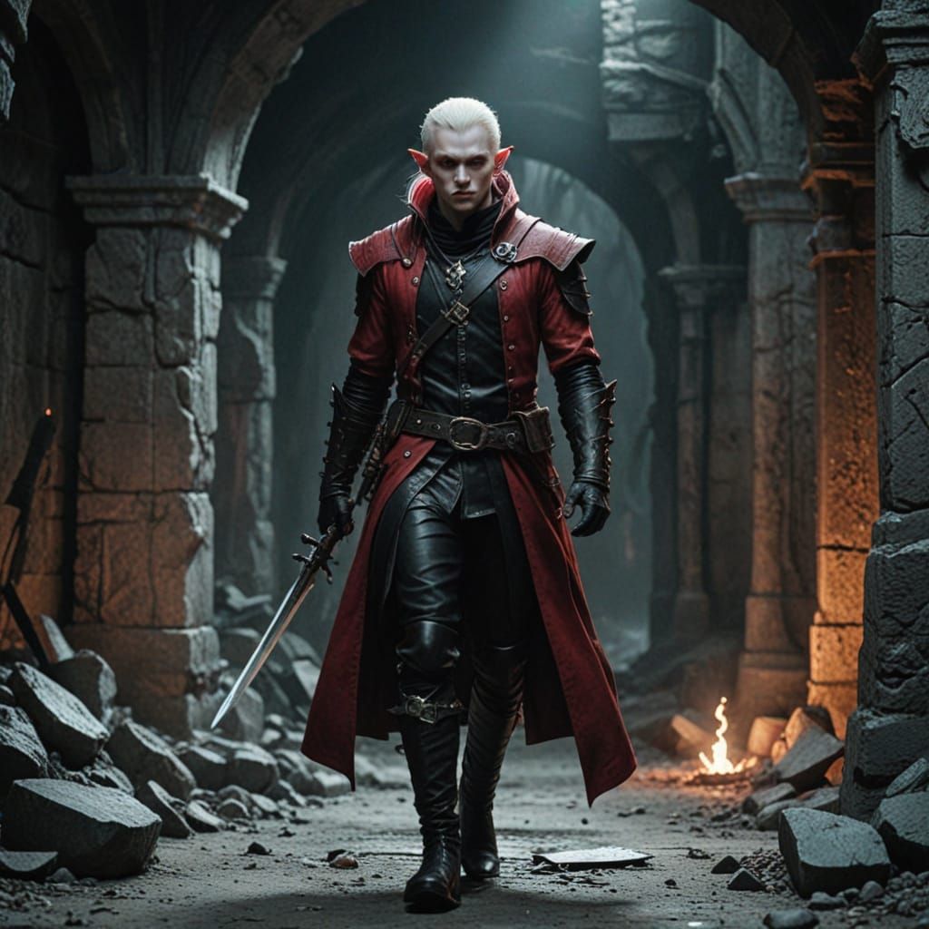 Albino Elf Rogue in Forgotten Underground City