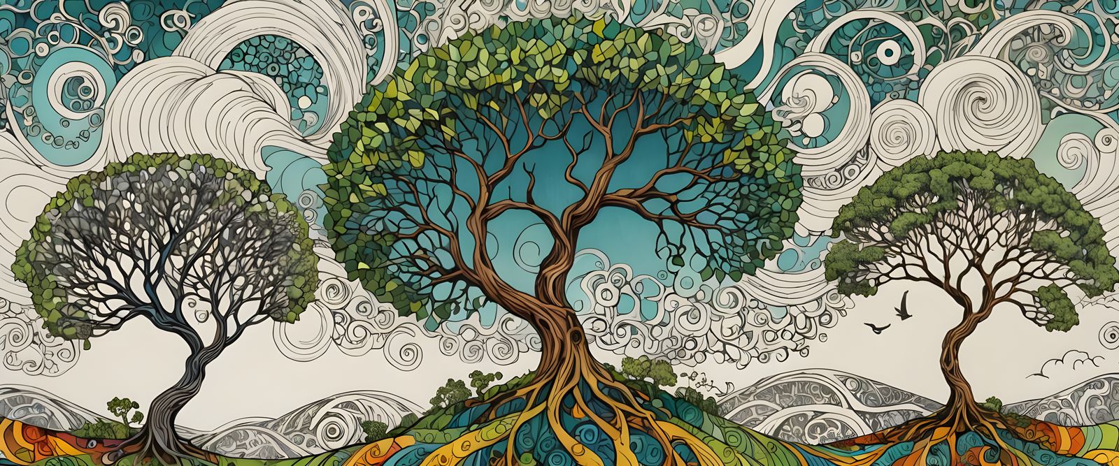 Windy Day Trees: Fractal Wave Harmony