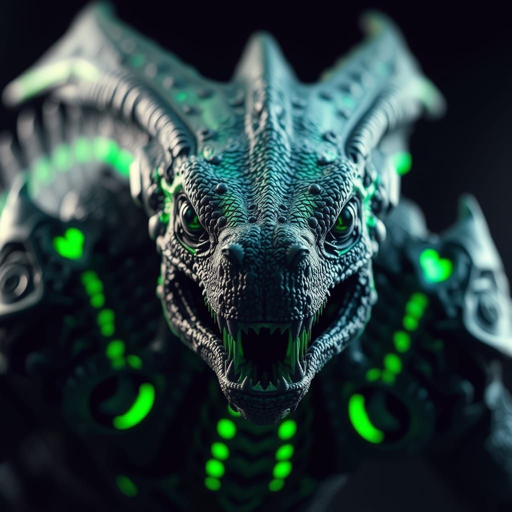 Reptilian Alien Creature in Biomechanical Style