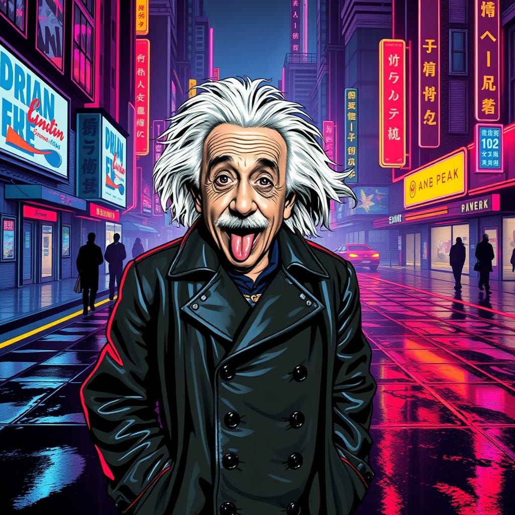 Cyberpunk Einstein: A Futuristic Vision