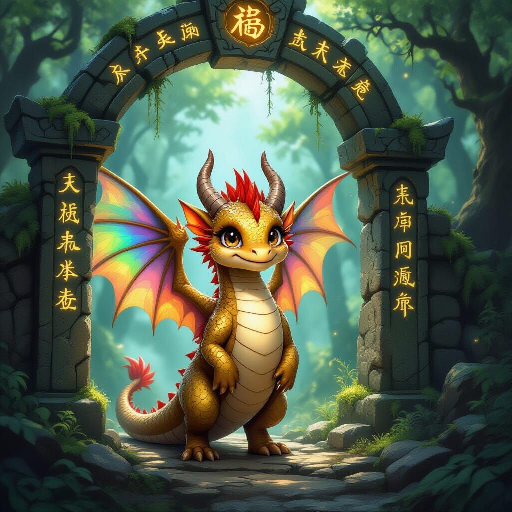 Gold Dragon Guardian of Ancient Archway