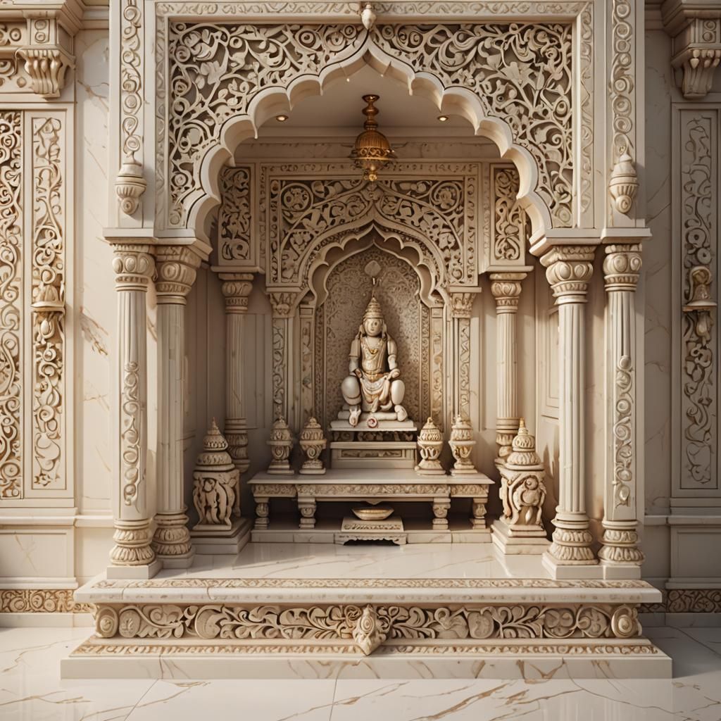 Intricate Indian Marble Mandir With Deities