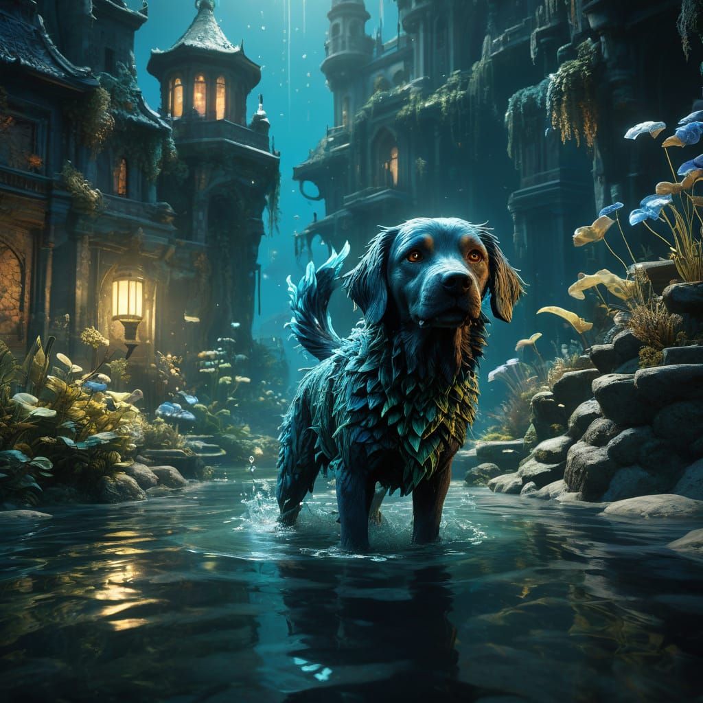 Mystical Underwater City Creature Emerges