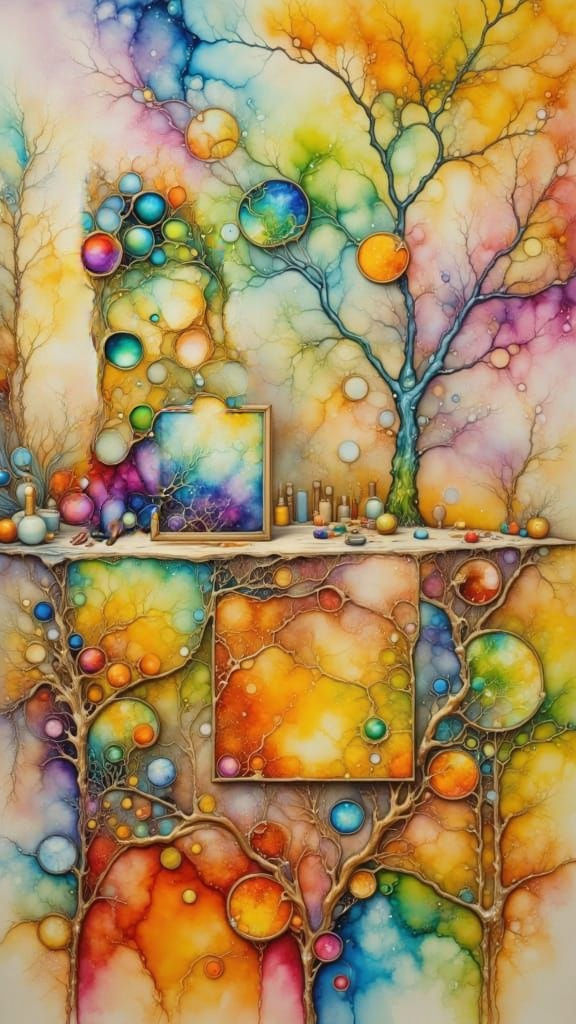 Abstract Ink Art: Reality Meets Fantasy