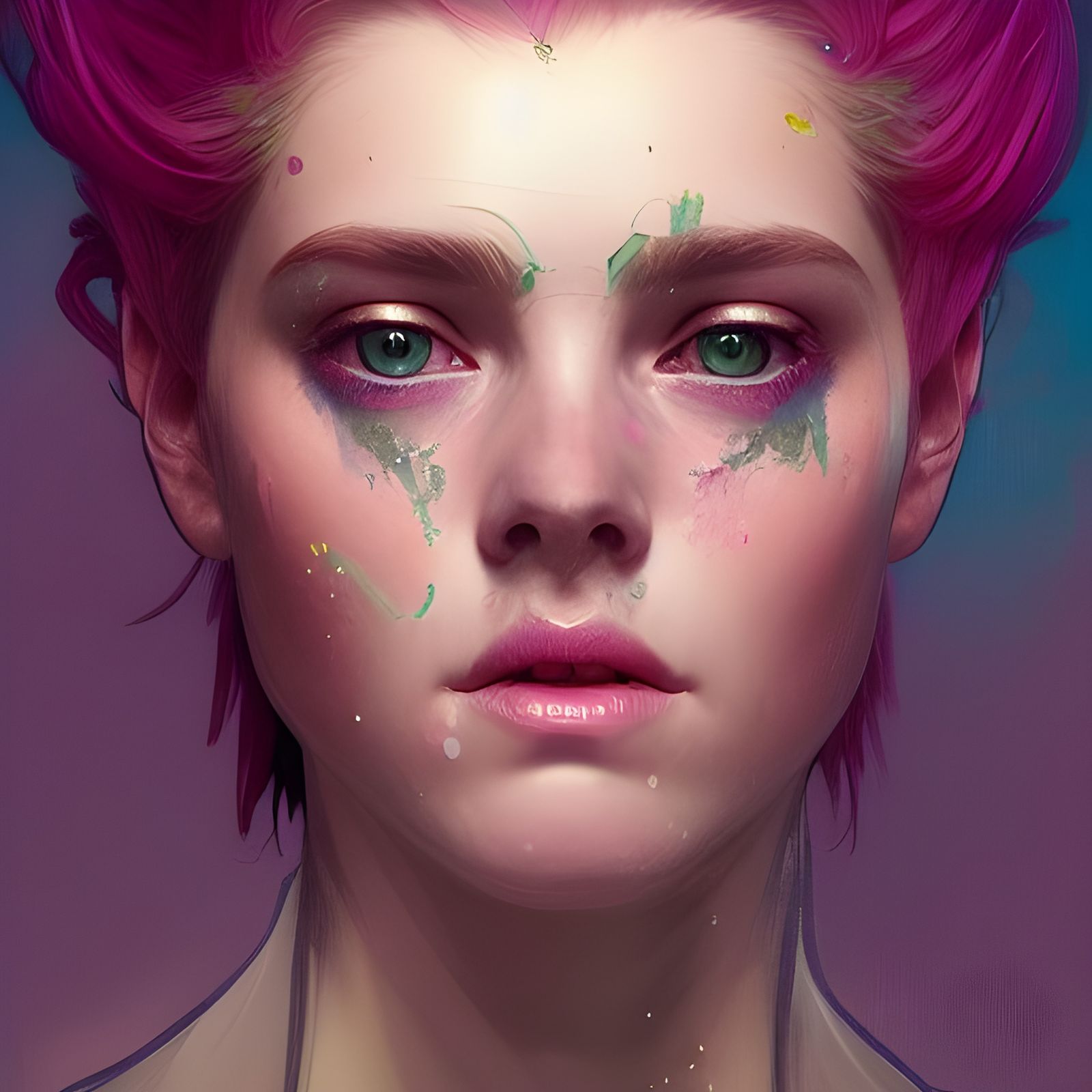 Portrait of Elmea with Pink Hair, Hyperdetailed Art