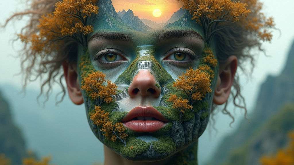 Surreal Landscape Portrait in Classical Style
