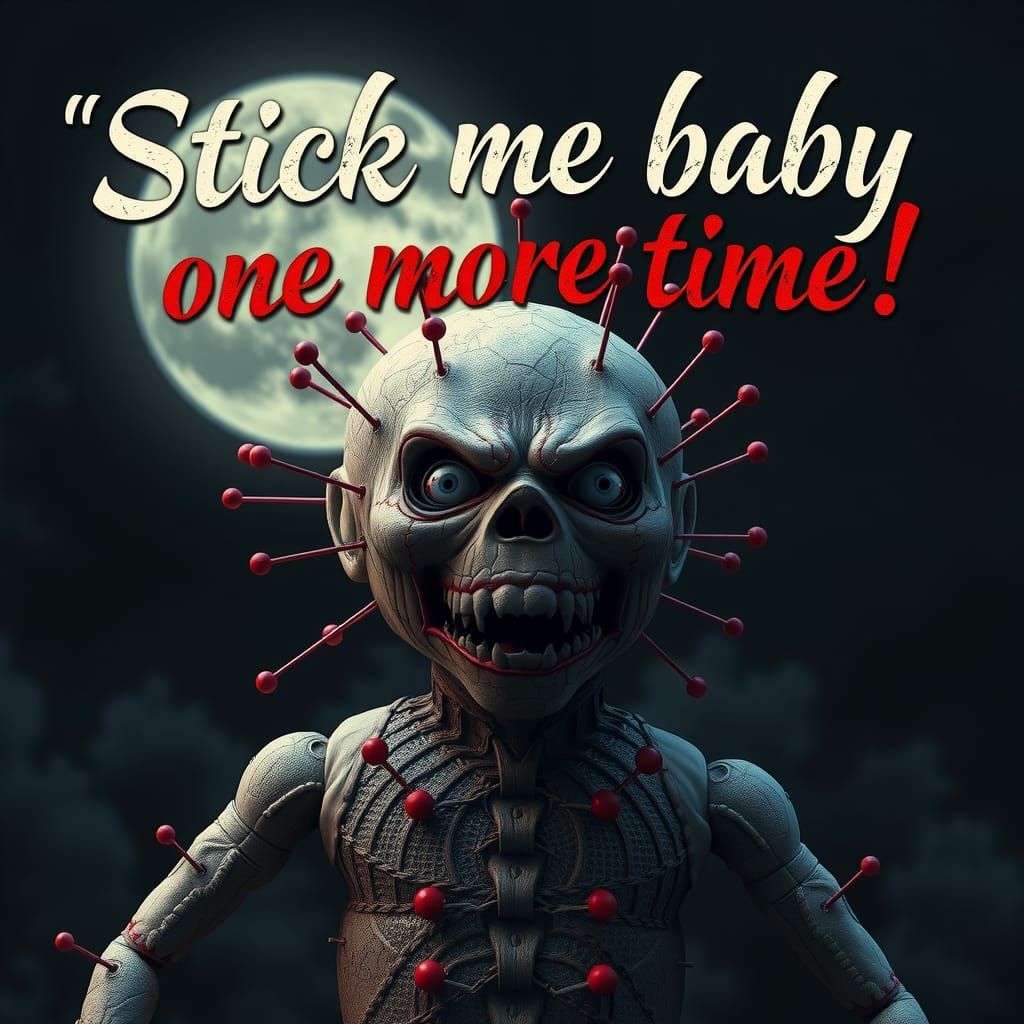 Menacing Voodoo Doll with Red Pins in Dark Fantasy Style