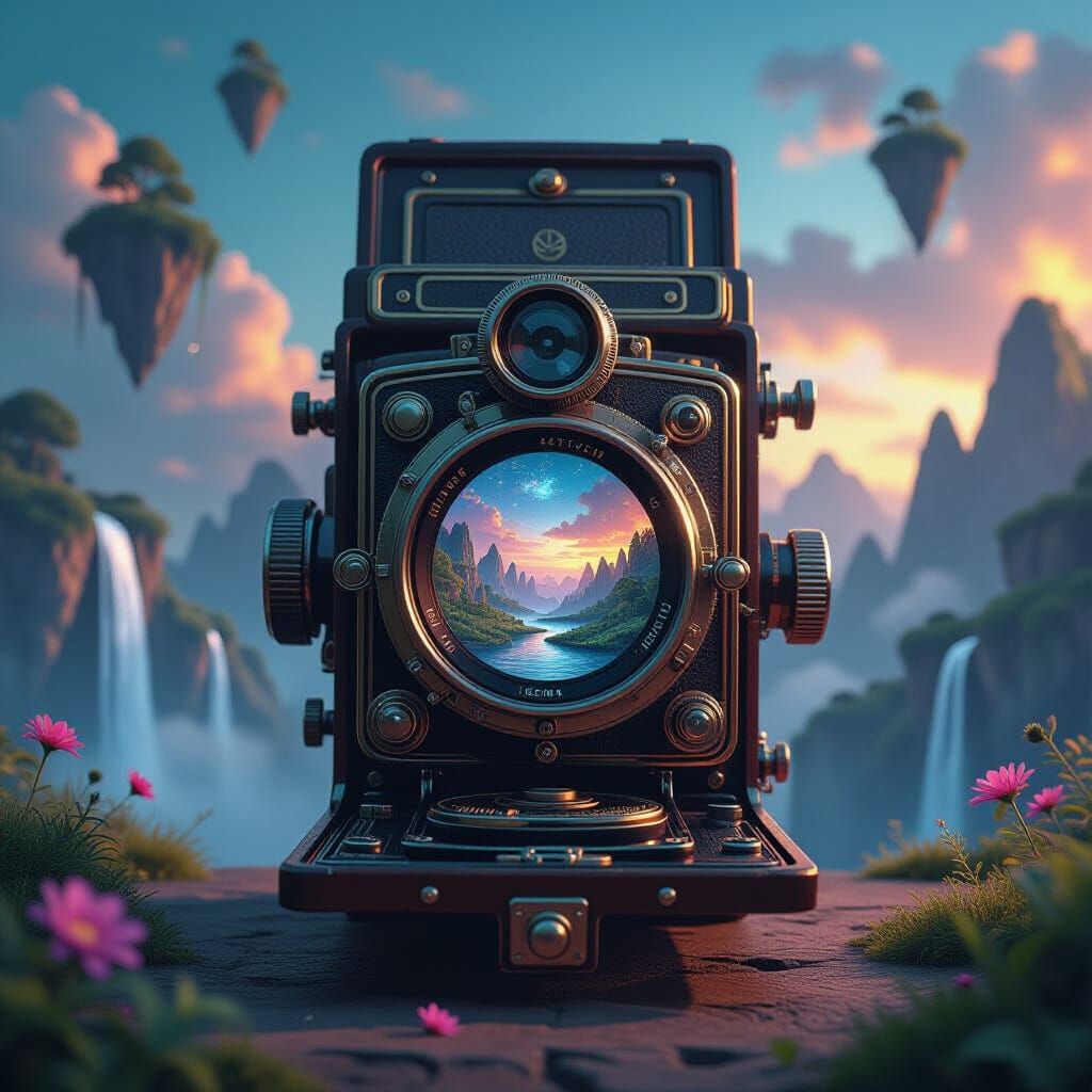 Vintage Camera Captures Surreal Dreamlike Landscape