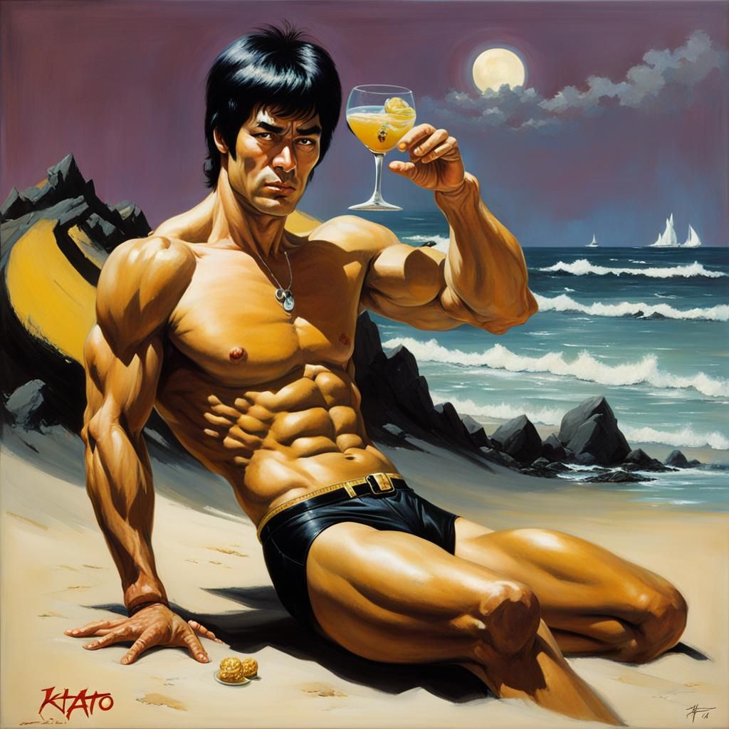 Bruce Lee as Kato in Fantasy Beach Painting