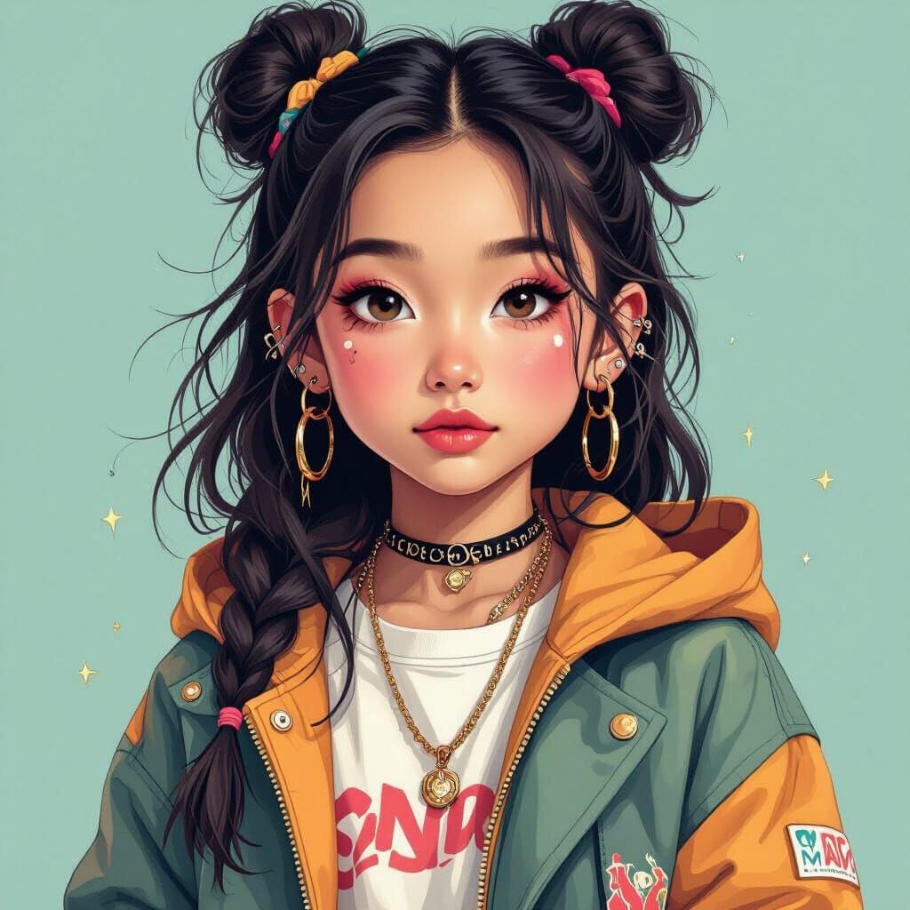 Portrait of a Mixed Heritage Girl with Piercings