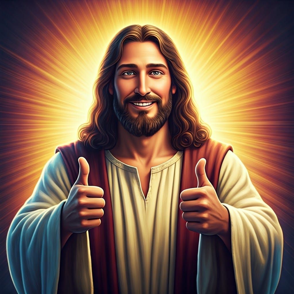 Jesus Christ Gives Two Thumbs Up: 3D Digital Art