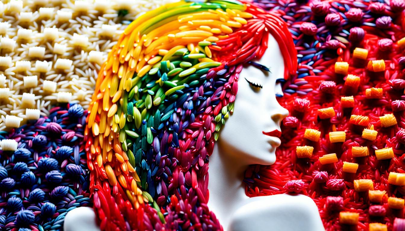 Rainbow Rice Woman: A Vibrant Digital Art Piece